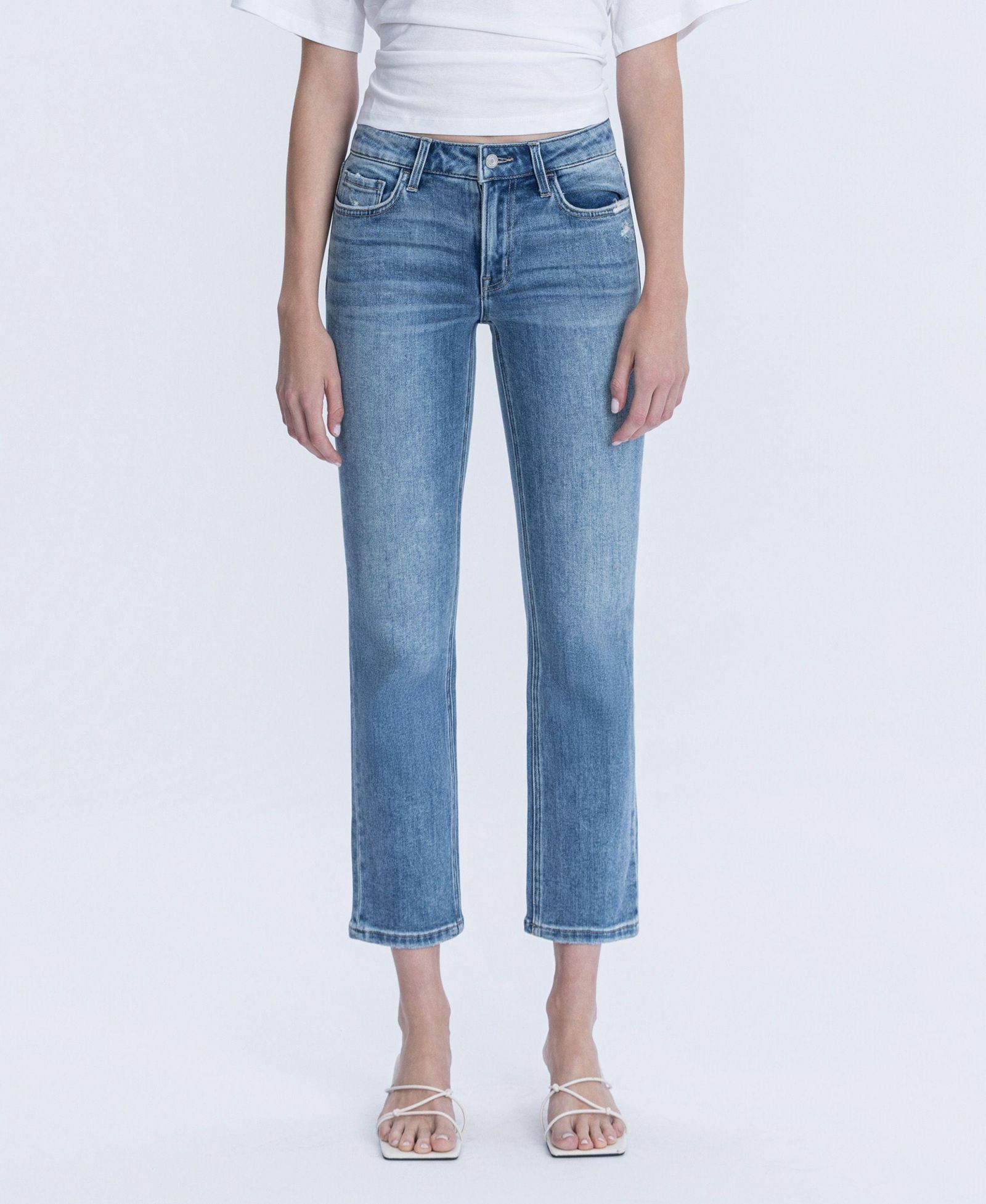 Vervet Women's Mid Rise Ankle Slim Straight Jeans