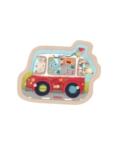 Bababoo And Friends Montessori-Inspired Wooden Friends on Tour Discovery Puzzle, 7-Piece, Ages 2+