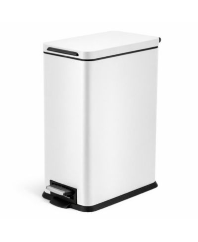 Home Zone Living 4 Gallon Slim Stainless Steel Kitchen Trash Can with Step Pedal and Soft Close Lid