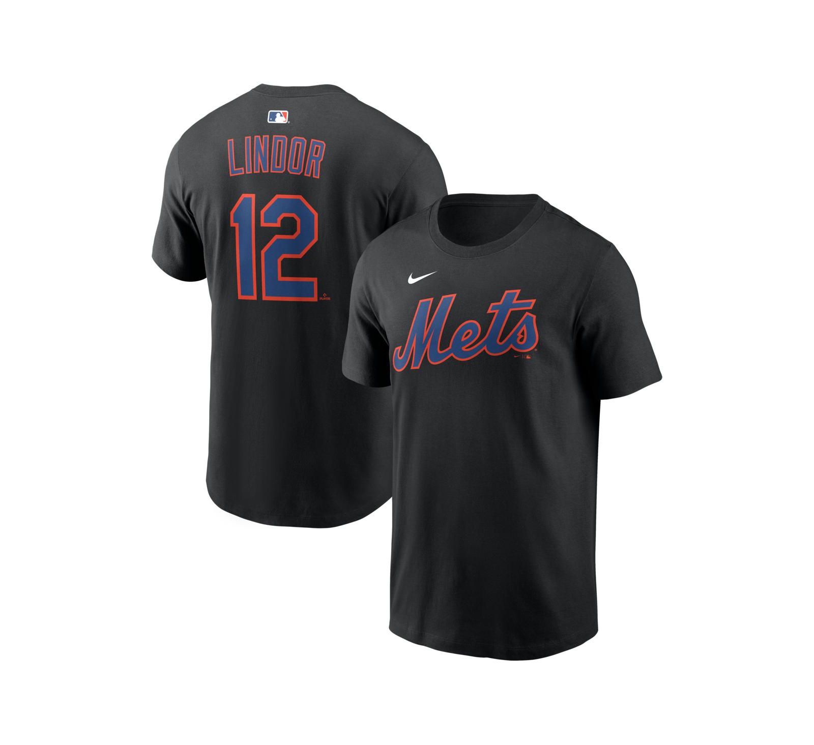 Nike Men's Francisco Lindor Black New York Mets Home Name & Number T-Shirt