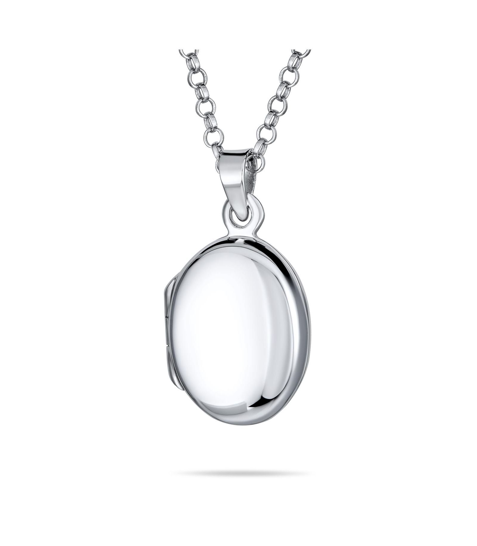Подвеска-локет Bling Jewelry Simple Plain Oval Keepsake Photo.925 Silver Sterling Small