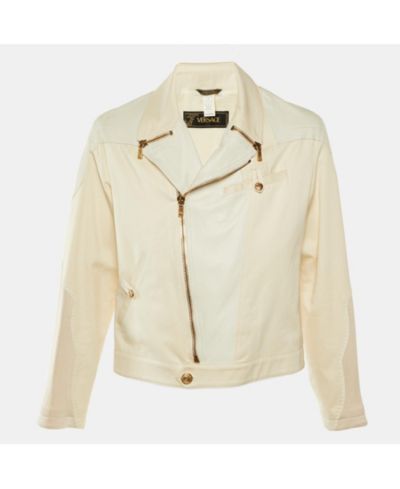Pre-Owned Versace Мужская винтажная куртка из кожи и хлопка на молнии