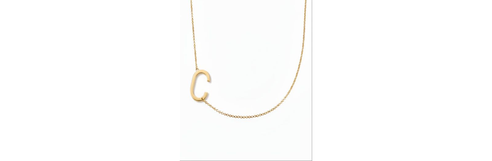 Oak & Luna Sideways Initial Necklace in Gold Plated Sterling Silver