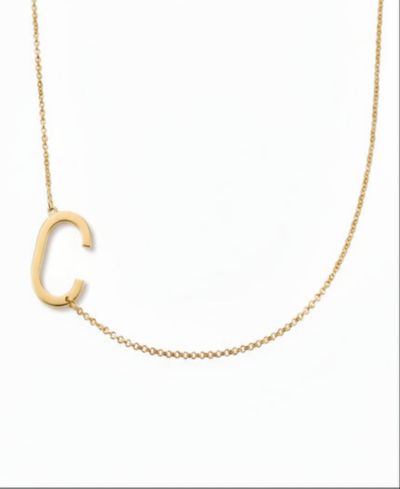 Oak & Luna Sideways Initial Necklace in Gold Plated Sterling Silver