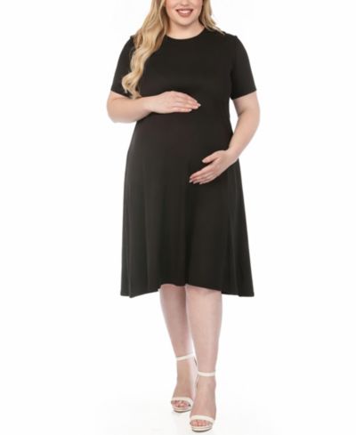 White Mark Plus Size Short-Sleeve Midi A-Line Dress