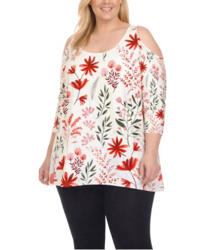 Приталенная туника White Mark Plus Size Printed Relaxed-Fit