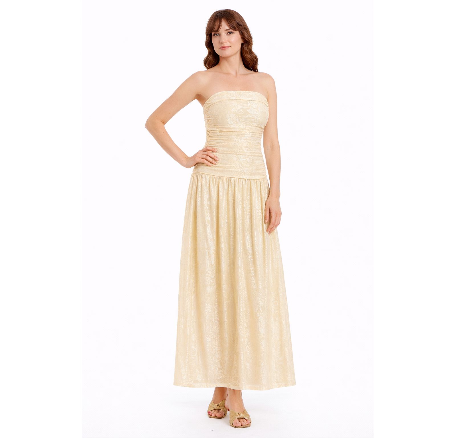Jewel Badgley Mischka Women's Natasha Strapless Jacquard Maxi Dress