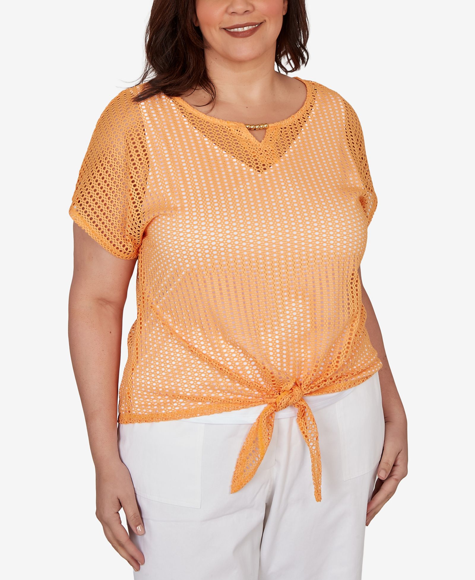 HEARTS OF PALM Plus Size Solid Textured Knit Top