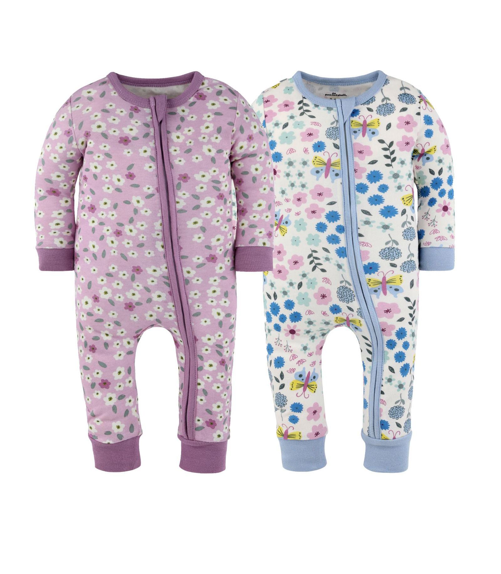 The Peanutshell Детские пижамы для девочек The Peanutshell Blissful Florals Cotton Footless, 2 шт.