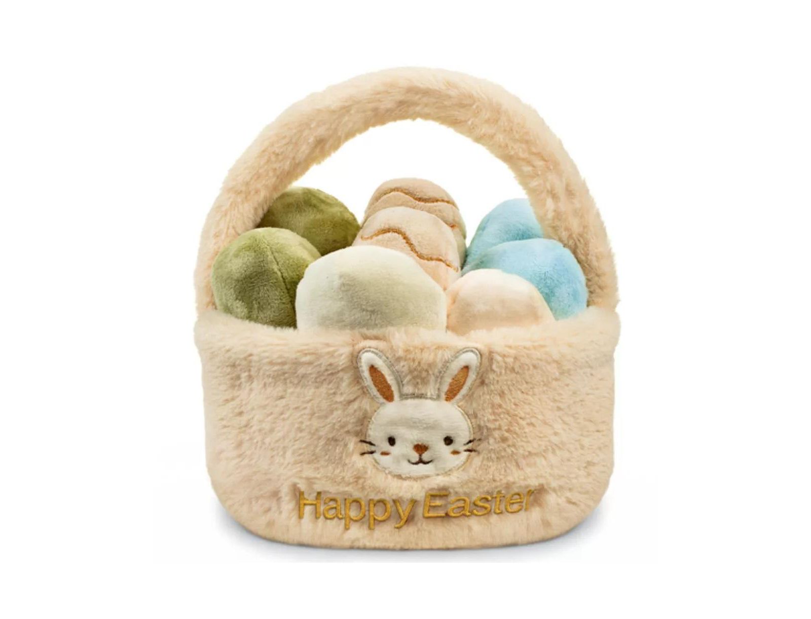 Sperric Easter Egg Plush Basket Toy Set, 9.5" Easter Egg Hunt Basket with Bunny Design, Soft Decorative Easter Plush Toys