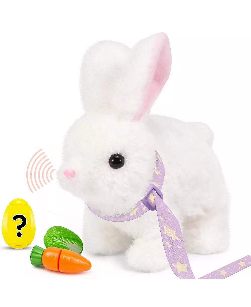 Sperric Interactive Easter Plush Bunny with Carrot Cabbage & Spinner Egg Toys