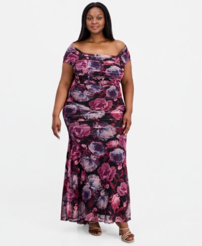 Emerald Sundae Trendy Plus Size Off-The-Shoulder Mesh Dress