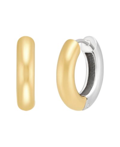 Серьги-кольца Macy's Reversible Hoop 14k Yellow Gold-Plated Sterling Silver
