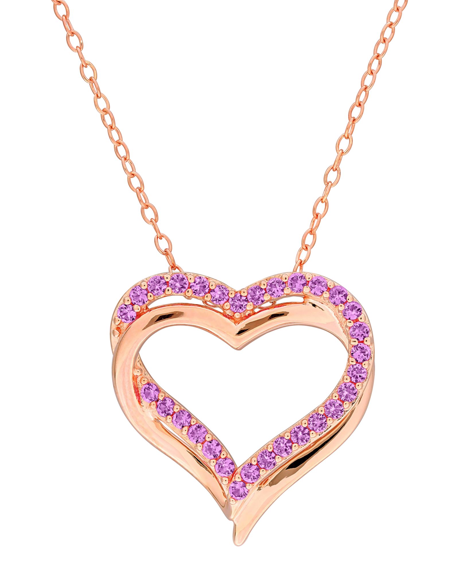 Macy's Pink Sapphire Pendant Necklace в 18k Rose Gold Flash Plated Sterling Silver