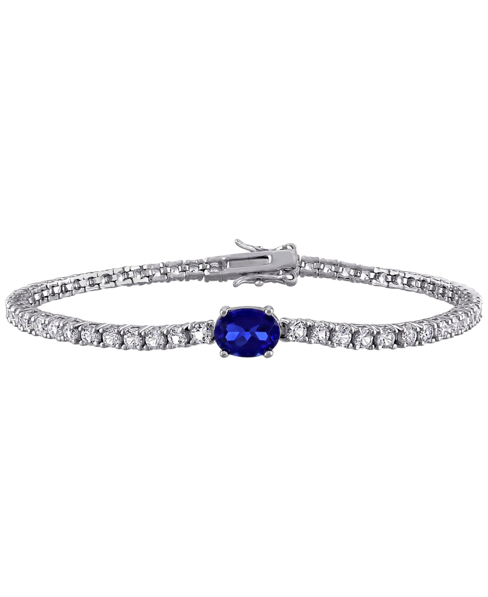 Macy's Lab Created Blue Sapphire (1-1/2 ct. t.w.) & Lab Created White Sapphire (5-1/5 ct. t.w.) Bracelet в Sterling Silver
