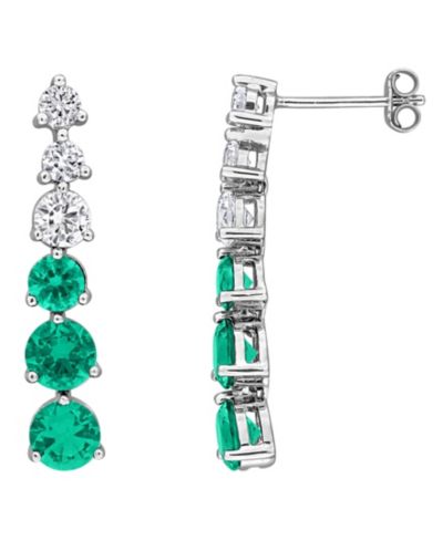 Серьги-подвески Lauren Ralph Lauren Lab Grown Emerald and White Sapphire в Sterling Silver