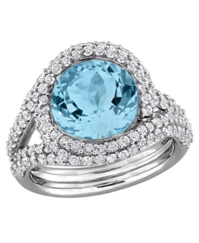 Macy's кольцо из стерлингового серебра с голубым топазом (3 ct. t.w.) и белым топазом (1-3/8 ct. t.w.)
