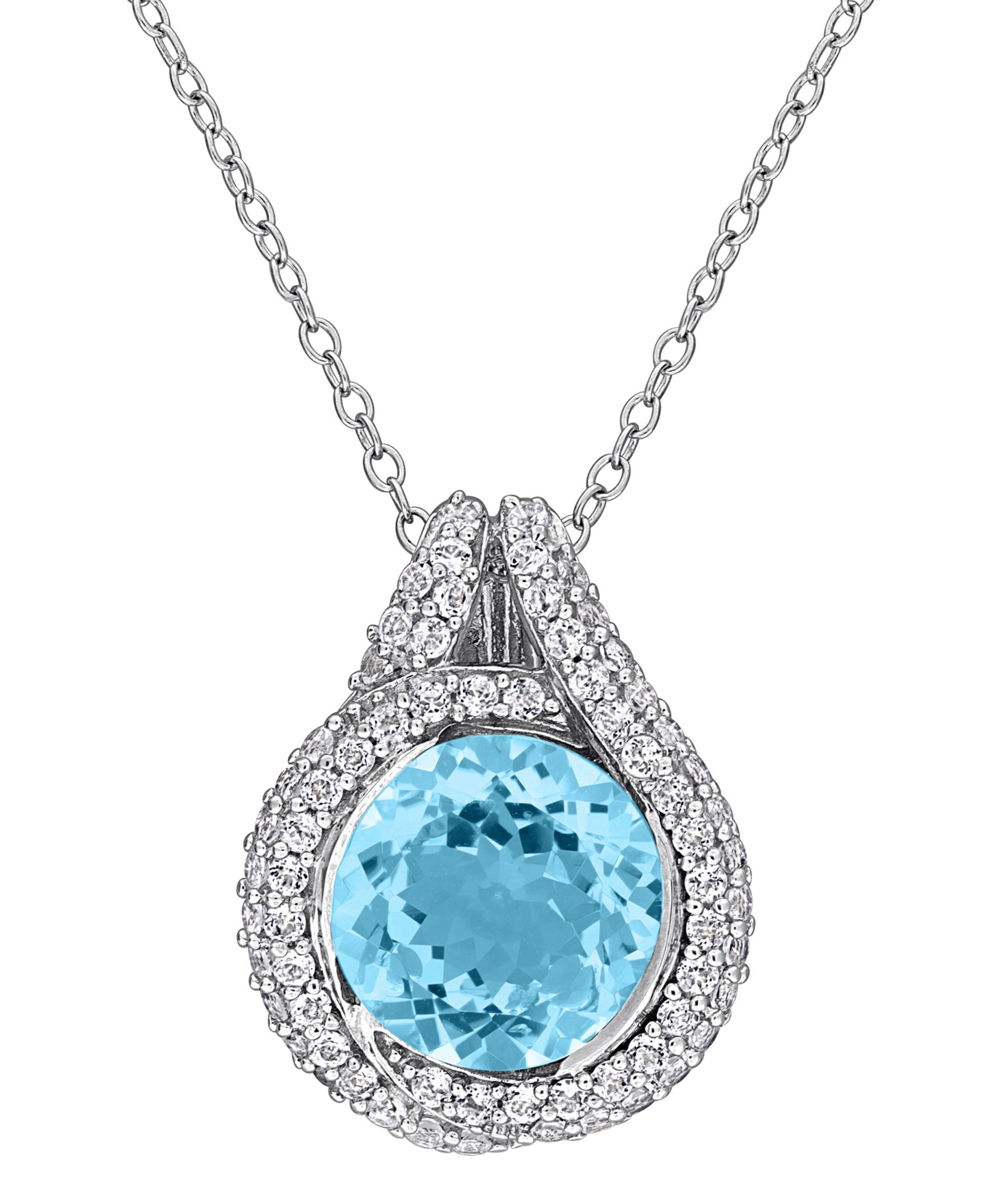 Подвеска Macy's Blue Topaz (3 ct. t.w.) & White Topaz (5/8 ct. t.w.) в серебре