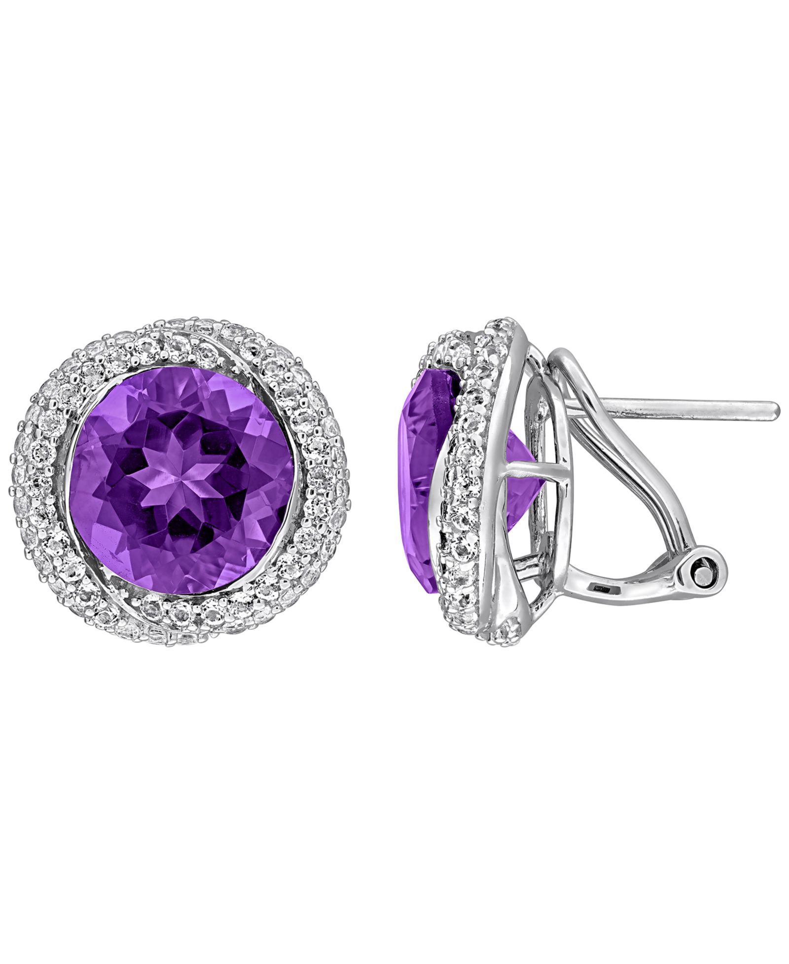 Macy's Blue Topaz (6 ct. t.w.) & White Topaz (1-1/6 ct. t.w.) Stud Earrings in Sterling Silver (Also Available in Citrine & Amethyst)