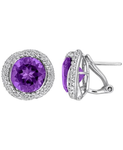 Серьги-гвоздики из стерлингового серебра с синим топазом (6 ct. t.w.) и белым топазом (1-1/6 ct. t.w.)