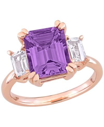 Macy's Amethyst (3-1/5 ct. t.w.) & White Topaz (3/4 ct. t.w.) Ring in 18k Rose Gold Plated Sterling Silver (Also Available in Garnet & Blue Topaz)