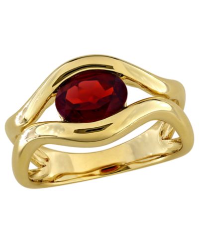 Кольцо с гранатом (1-3/8 ct. t.w.) из стерлингового серебра с напылением 18k Gold Flash Plated