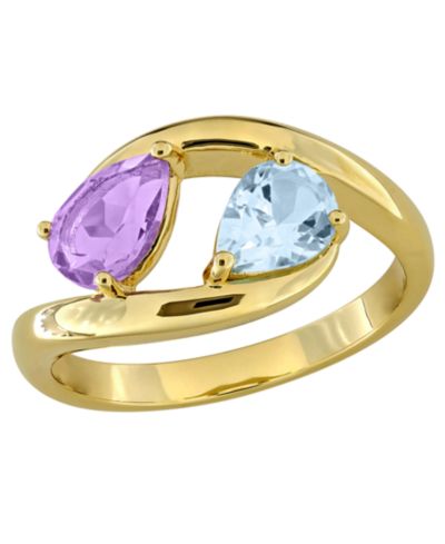 Macy's Amethyst (1/2 ct. t.w.) and Blue Topaz (7/8 ct. t.w.) Ring in 18k Gold Flash Plated Sterling Silver