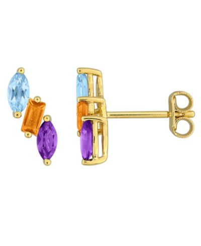 Серьги Macy's с многоцветными драгоценными камнями (4/5 ct. t.w.) в позолоченном стерлинговом серебре 18k