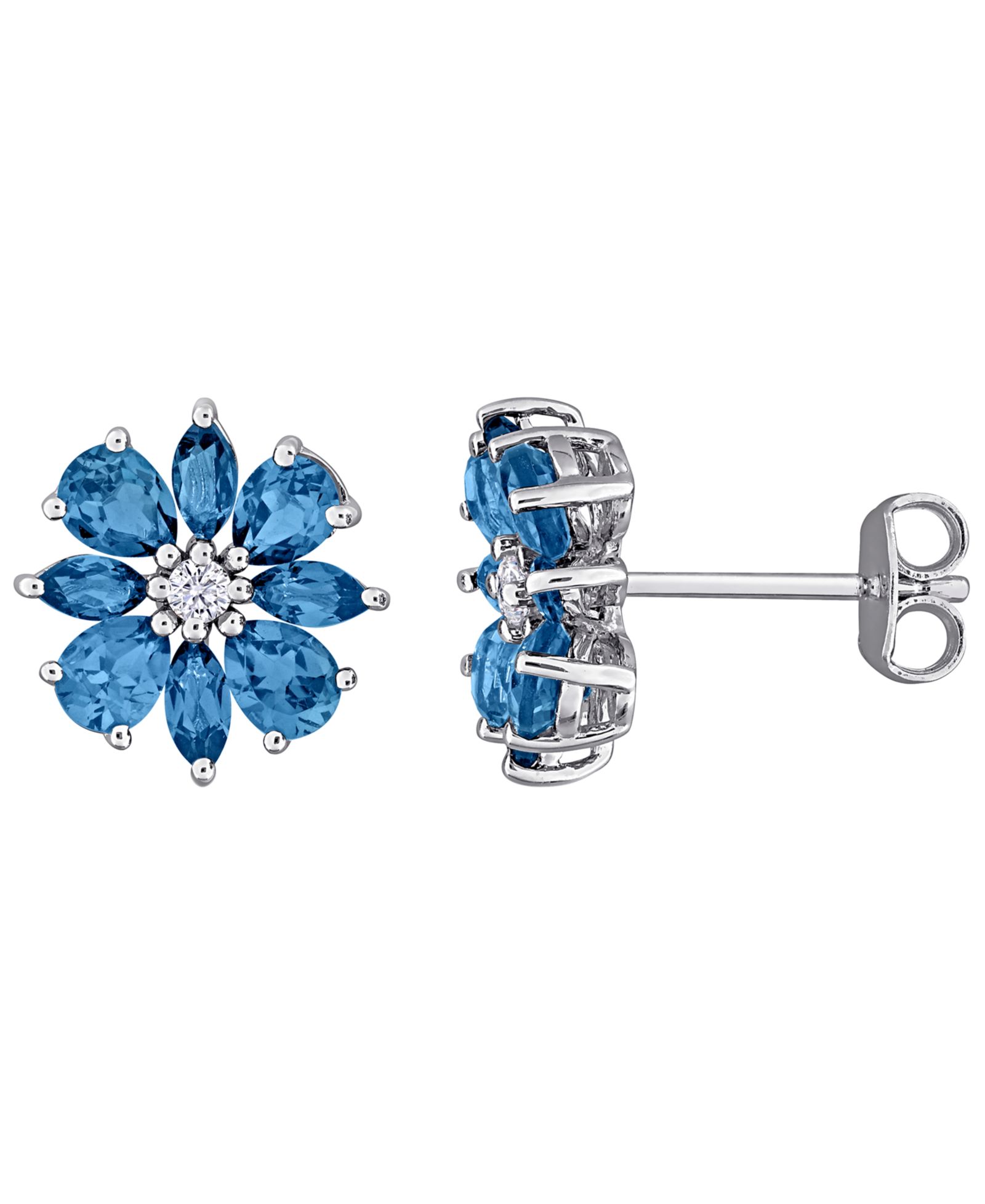 Macy's Rhodolite (2 ct. t.w.) and White Topaz (1/10 ct. t.w.) Earrings in 18k Rose Gold Flash Plated Sterling Silver (Also Available in Blue Topaz)