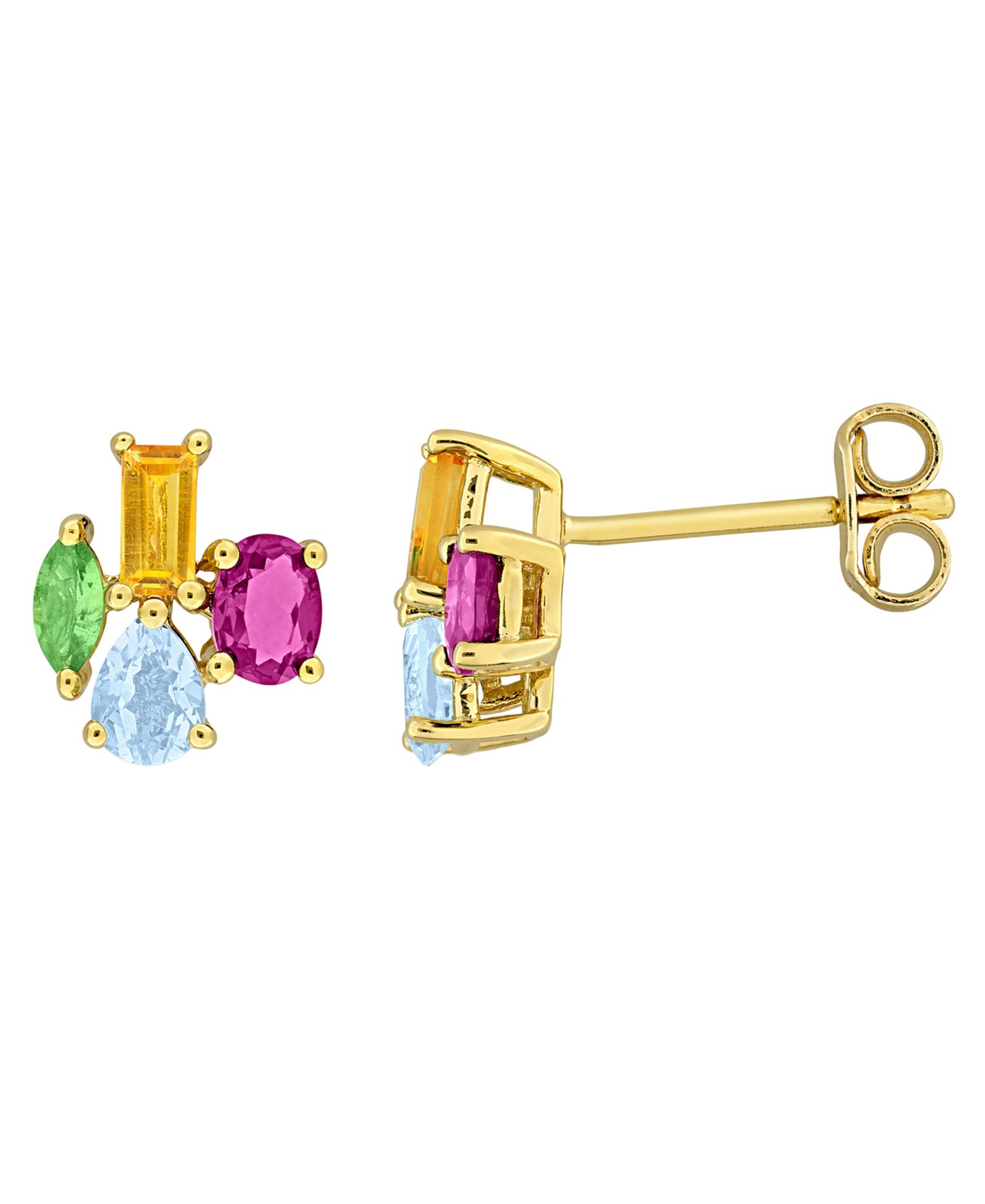 Macy's Multi-Gemstone (1 ct. t.w.) Earrings in 18k Gold Flash Plated Sterling Silver (Also Available in Blue Topaz & Amethyst)