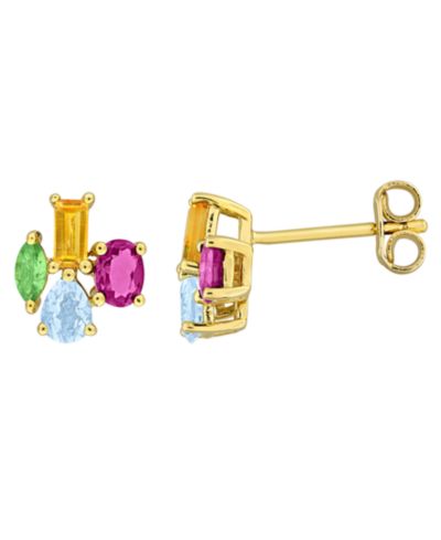Macy's серьги с многоцветными драгоценными камнями (1 ct. t.w.) в серебре с позолотой 18k