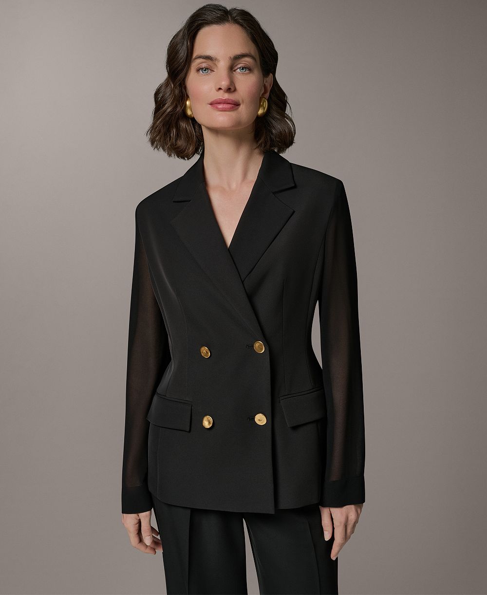 Donna Karan New York Женский блейзер Double Breasted Long-Sleeve