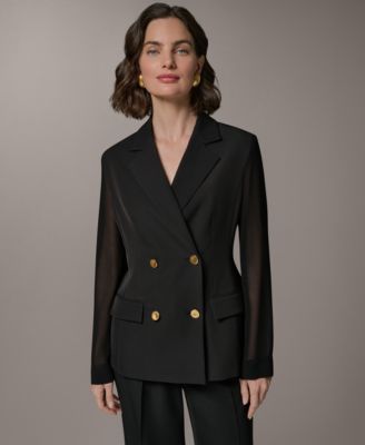 Donna Karan New York Women's Double Breasted Long-Sleeve Blazer