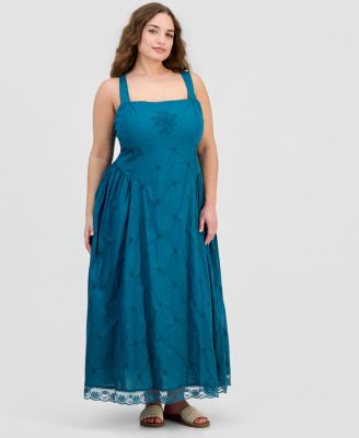 And Now This Plus Cotton Square-Neck Maxi Dress, Macy's Exclusive