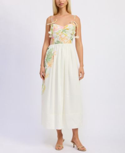 En Saison Women's Sleeveless Bustier V-Neck Midi Dress