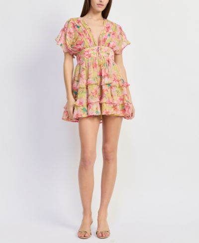 En Saison Women's Short-Sleeve V-Neck Mini Dress