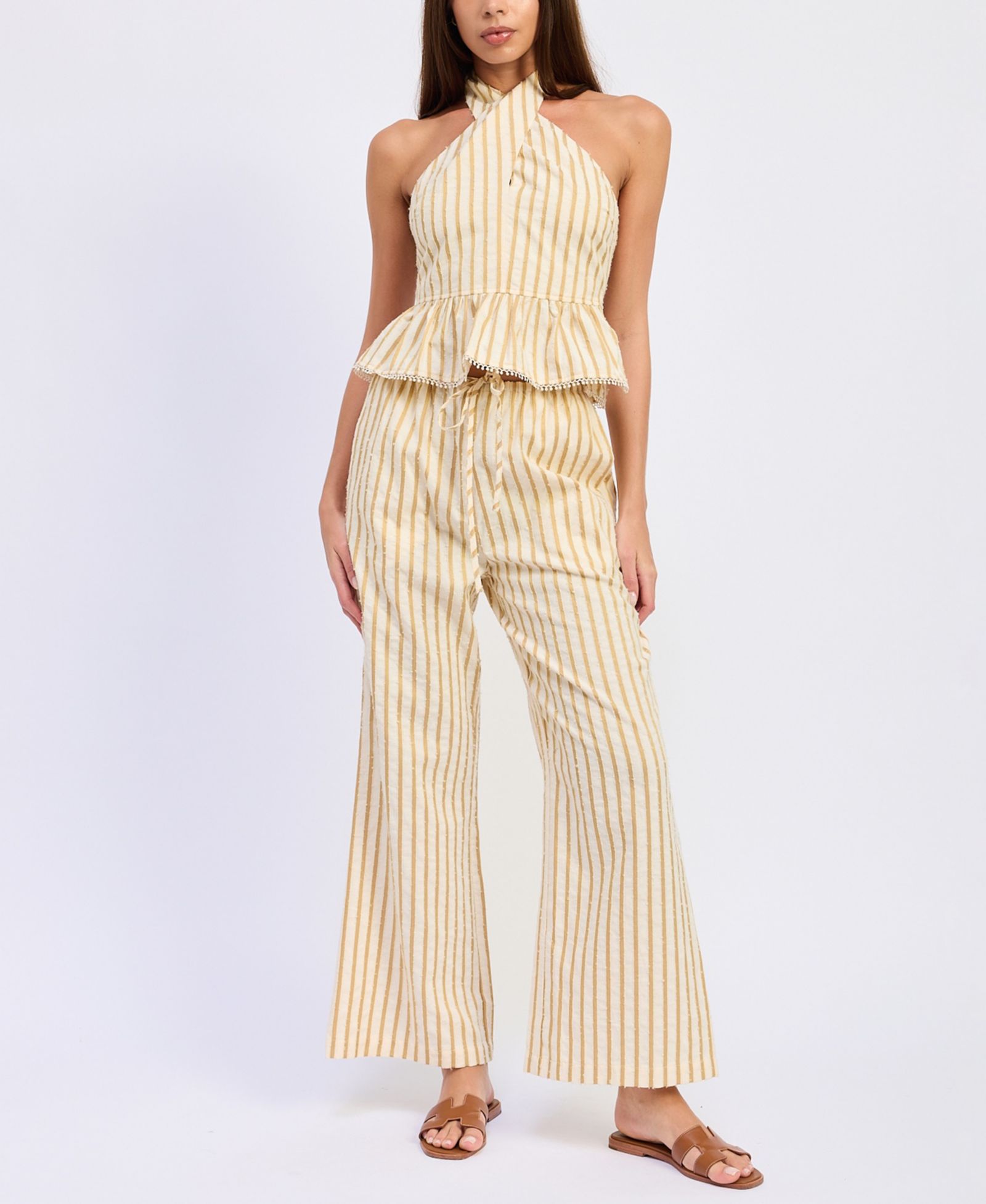 En Saison Women's Pull-On Self-Tie Waist Pants