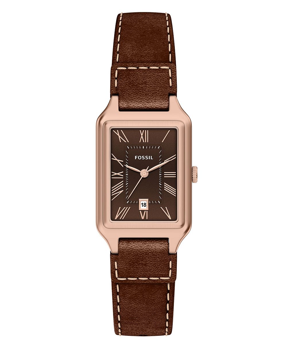 Fossil Women's Raquel Three-Hand Date Brown Leather Watch 23mm