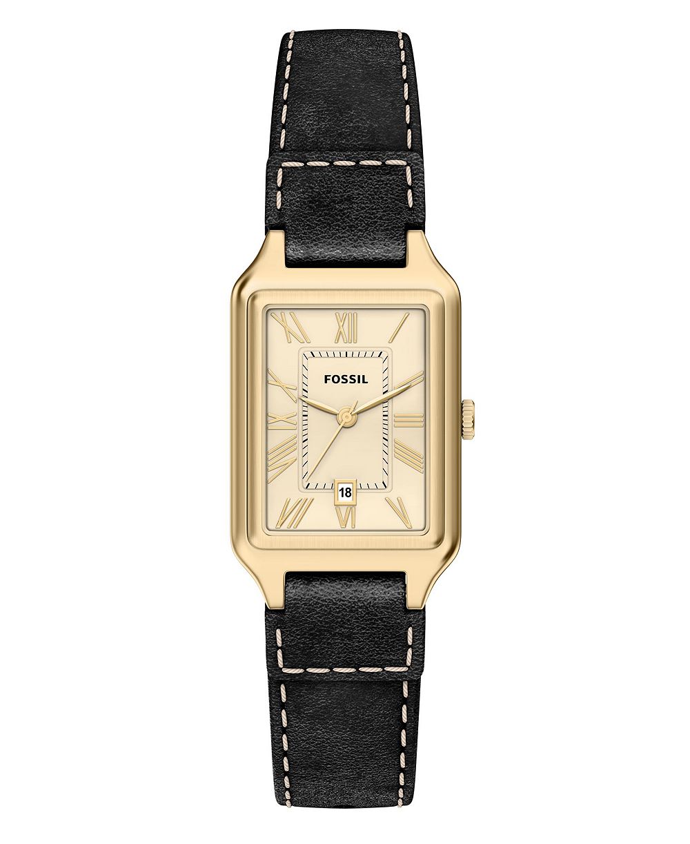 Fossil Женские часы Raquel Three-Hand Date, черная кожа, 23mm
