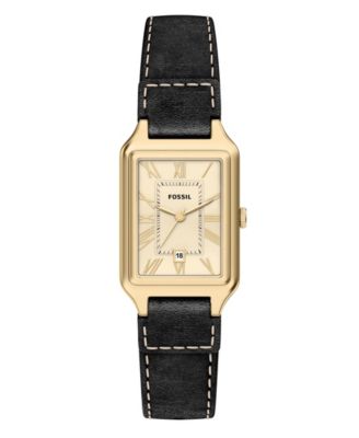 Fossil Женские часы Raquel Three-Hand Date, черная кожа, 23mm