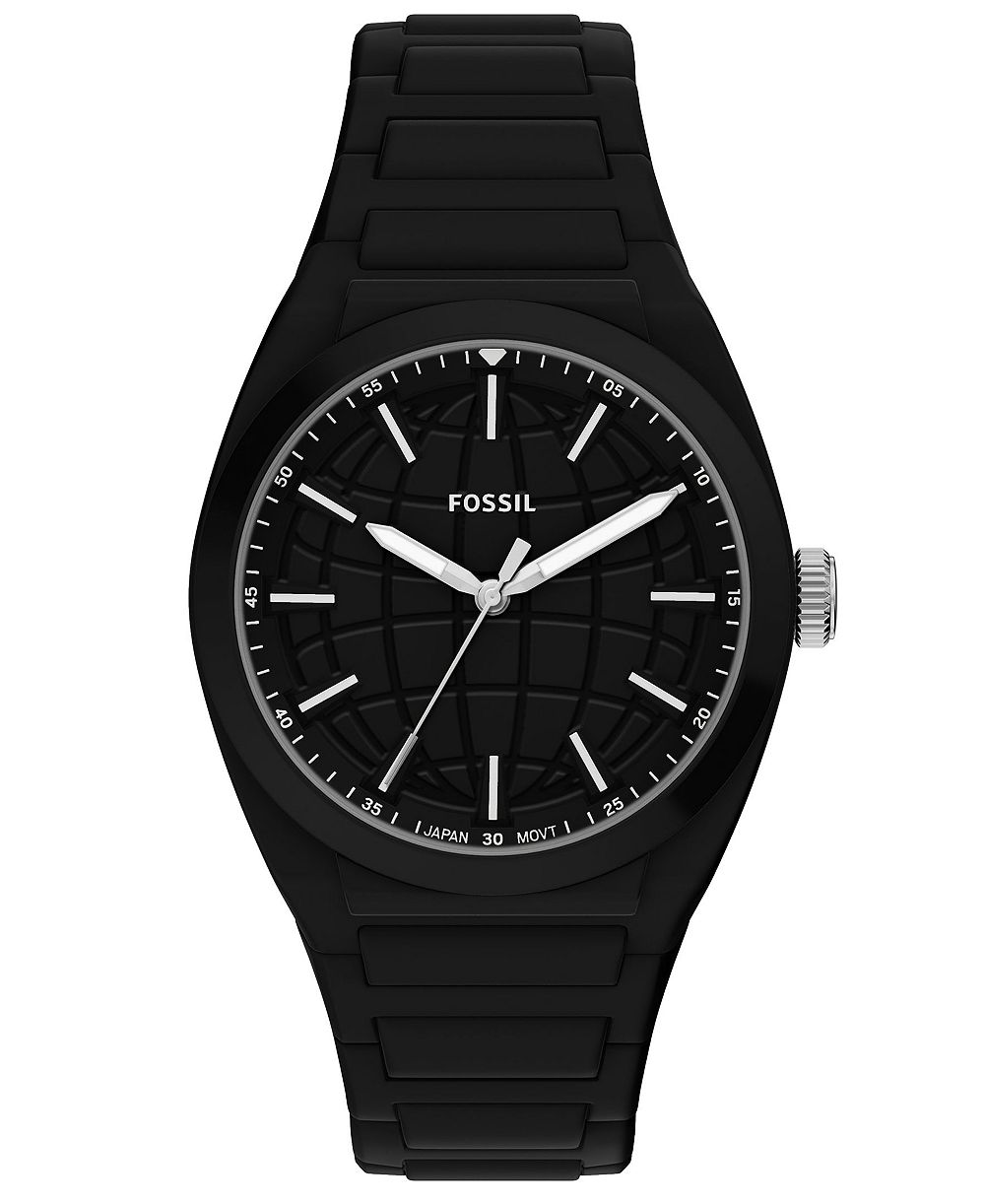Мужские часы Fossil Everett Three-Hand Black Silicone 42mm