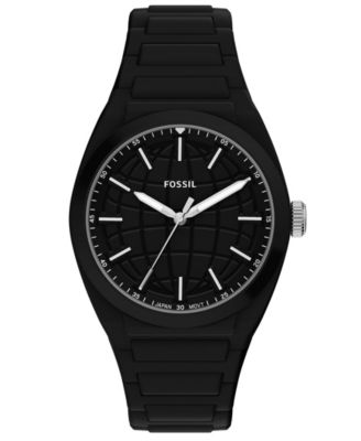 Мужские часы Fossil Everett Three-Hand Black Silicone 42mm