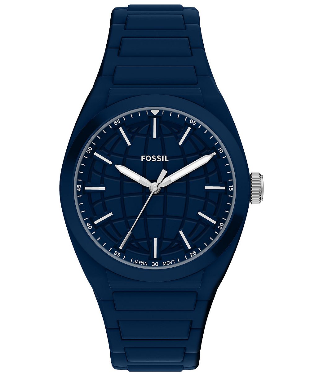 Мужские часы Fossil Everett Three-Hand Navy Silicone 42mm