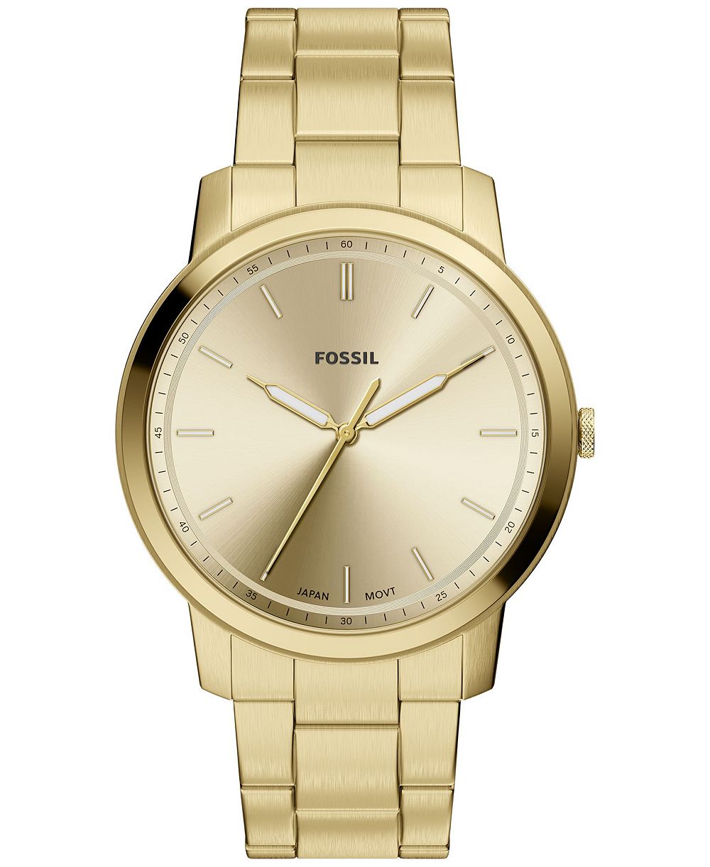 Fossil Men's Minimalist Three-Hand Gold-Tone Stainless Steel Watch 44mm