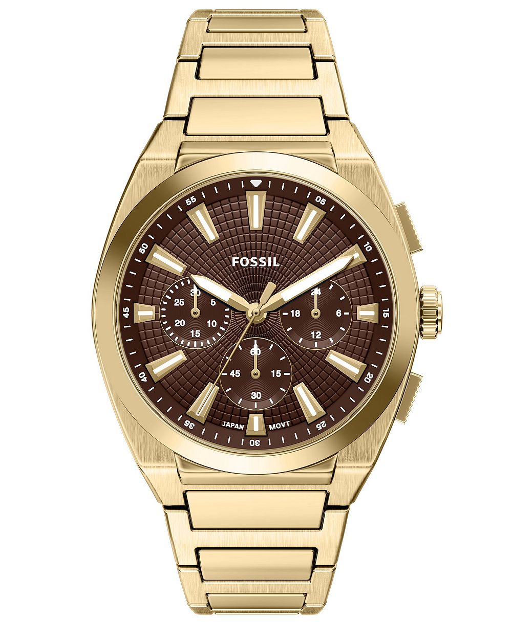 Мужские часы Fossil Everett Chronograph Gold-Tone Stainless Steel 44mm
