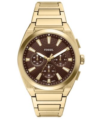 Мужские часы Fossil Everett Chronograph Gold-Tone Stainless Steel 44mm