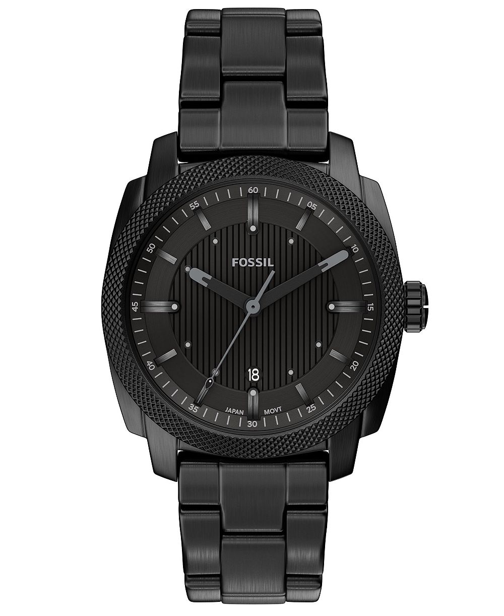 Fossil мужские часы Machine Three-Hand Date Black из нержавеющей стали 41mm