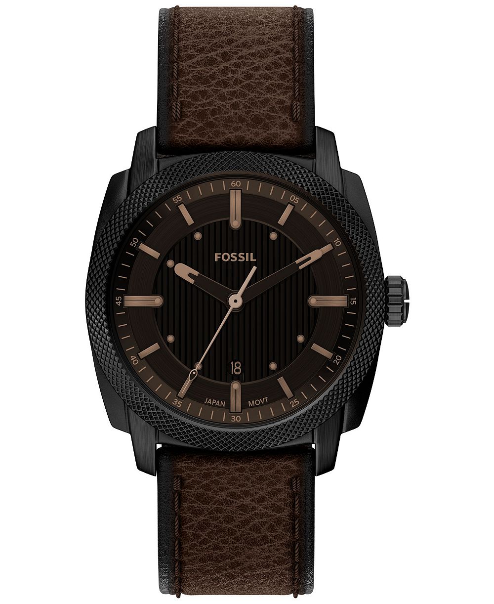 Часы Fossil Men's Machine Three-Hand Date Brown Leather 41mm