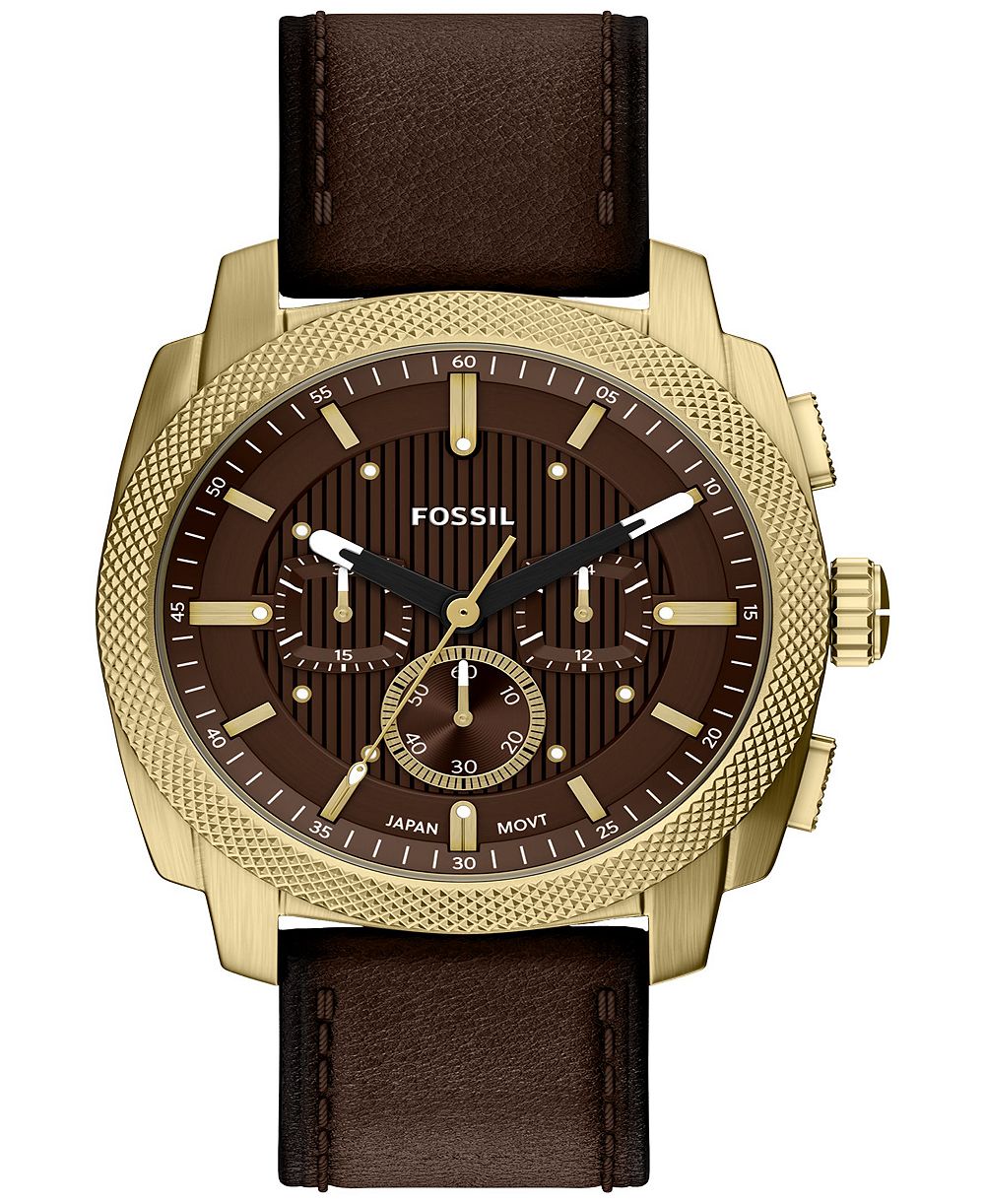 Мужские хронограф-часы Fossil Machine Brown Leather 44mm