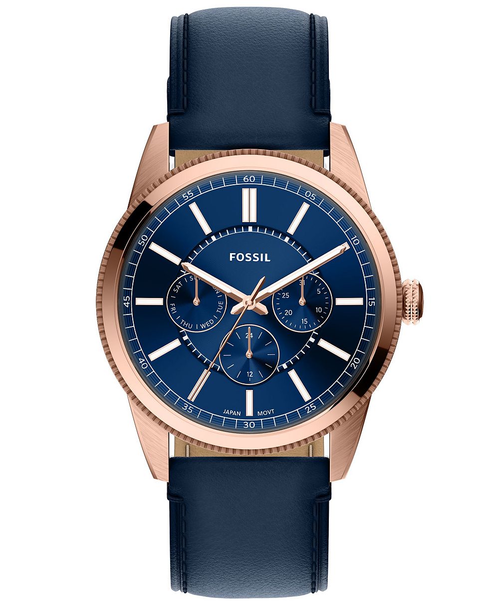 Мужские кожаные часы Fossil Pearson Multi-function Navy, 42mm